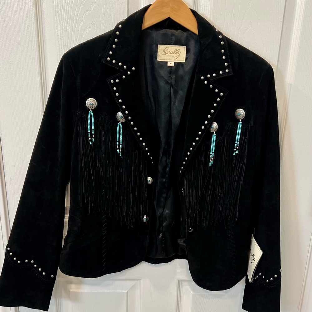 Black Suede Leather Western Jacket